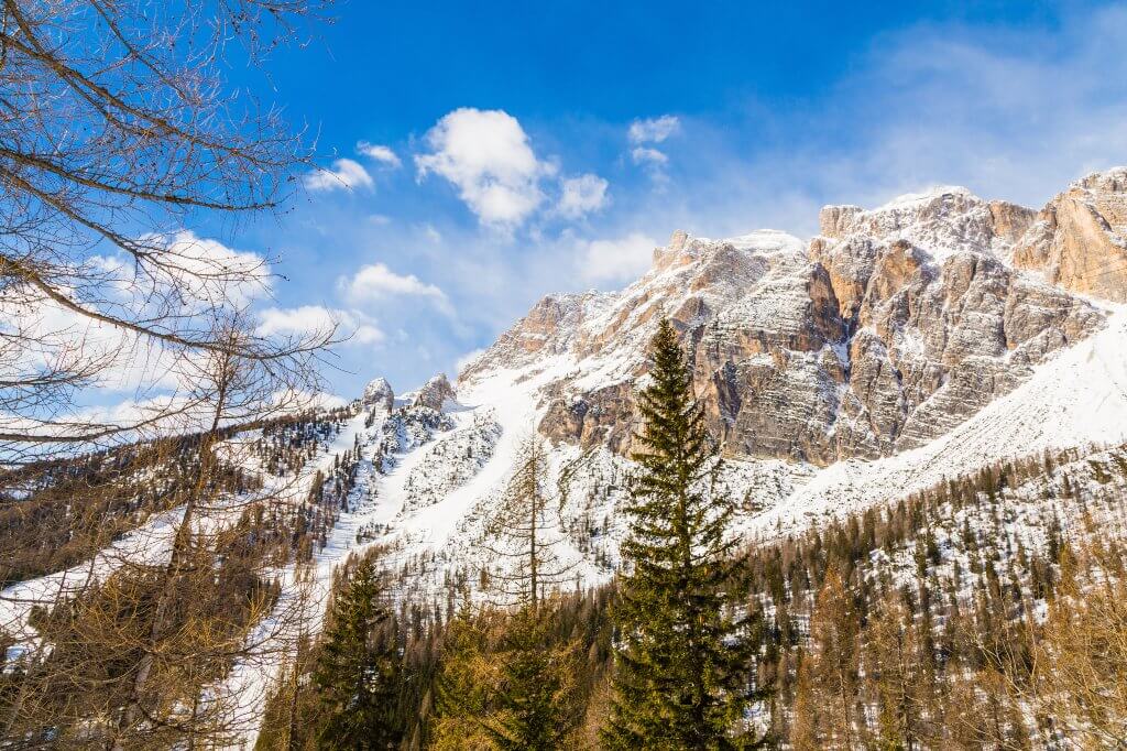 A shot of a mountains in Aspen, Colorado - a famous winter holiday destination